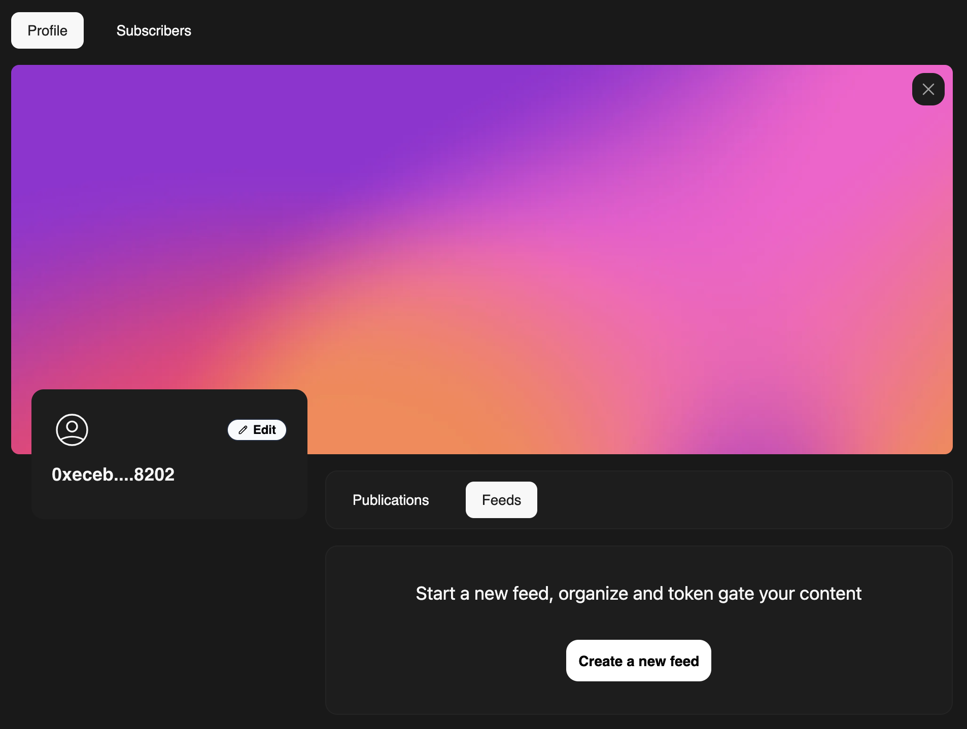 Create feed from profile